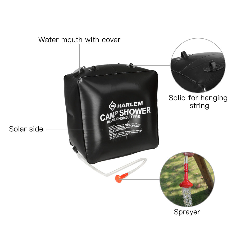 Surefire Solar-Heated Portable Camp Shower (20L/40L) – Eco-Friendly Outdoor Pressure Shower for Camping & Hiking